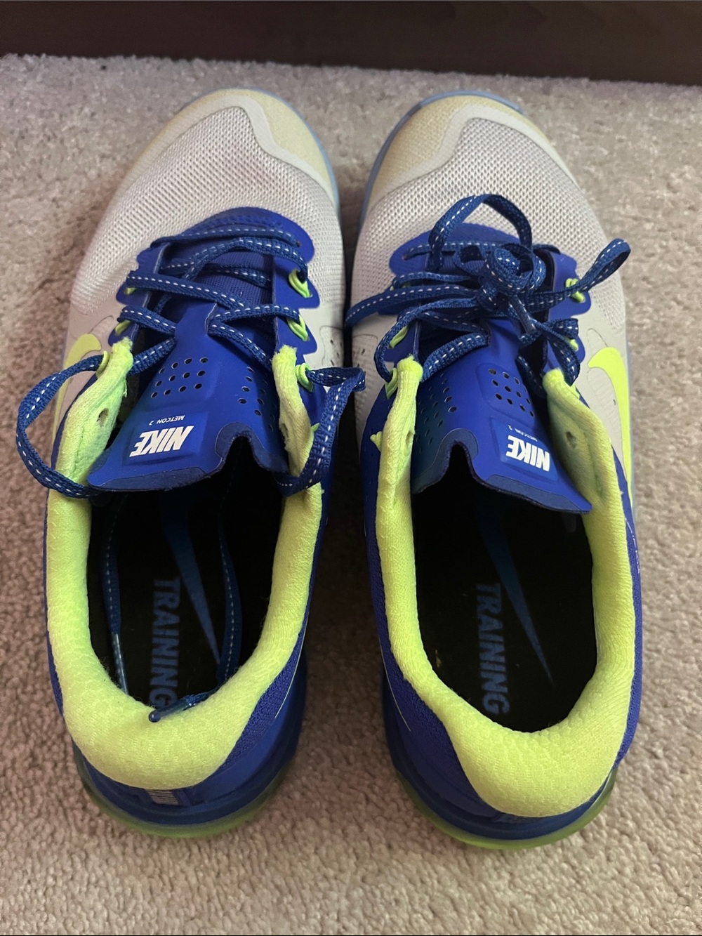 Nike Women's White, Blue & Neon Yellow Training Sneakers